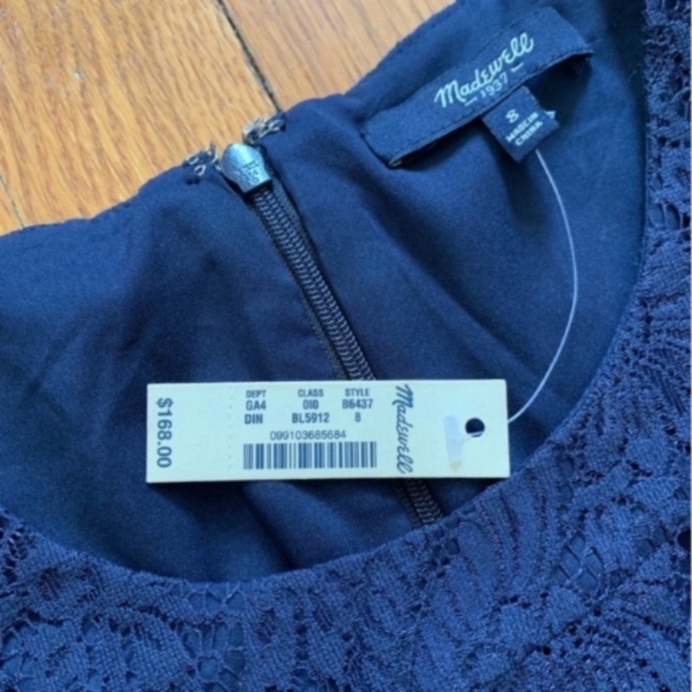 🆕 Madewell Lace Shift Dress Navy Blue - Picture 10 of 14